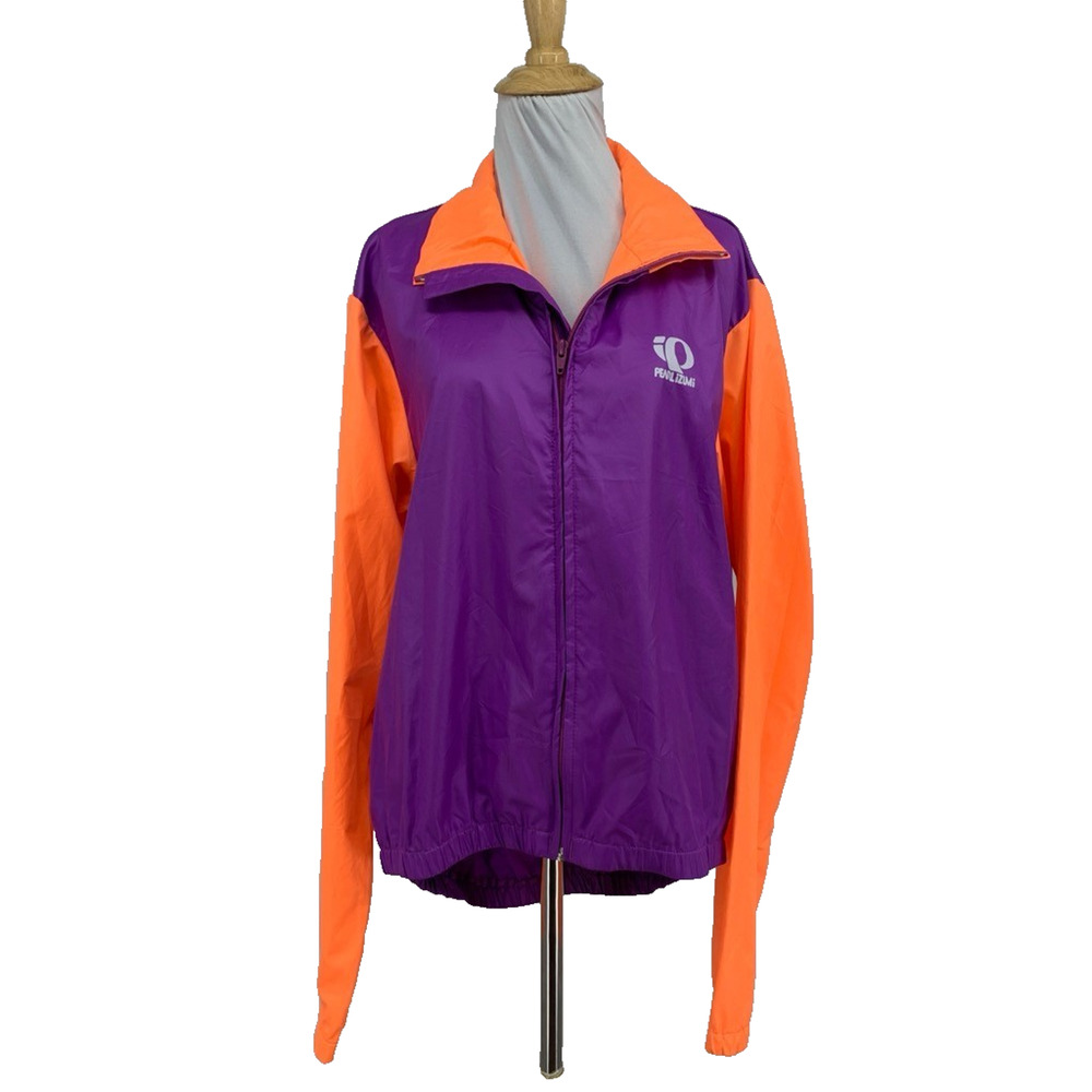 Pearl Izumi Jacket Womens M Medium Bright Neon Full Zip Mock Windbreaker Cycling
